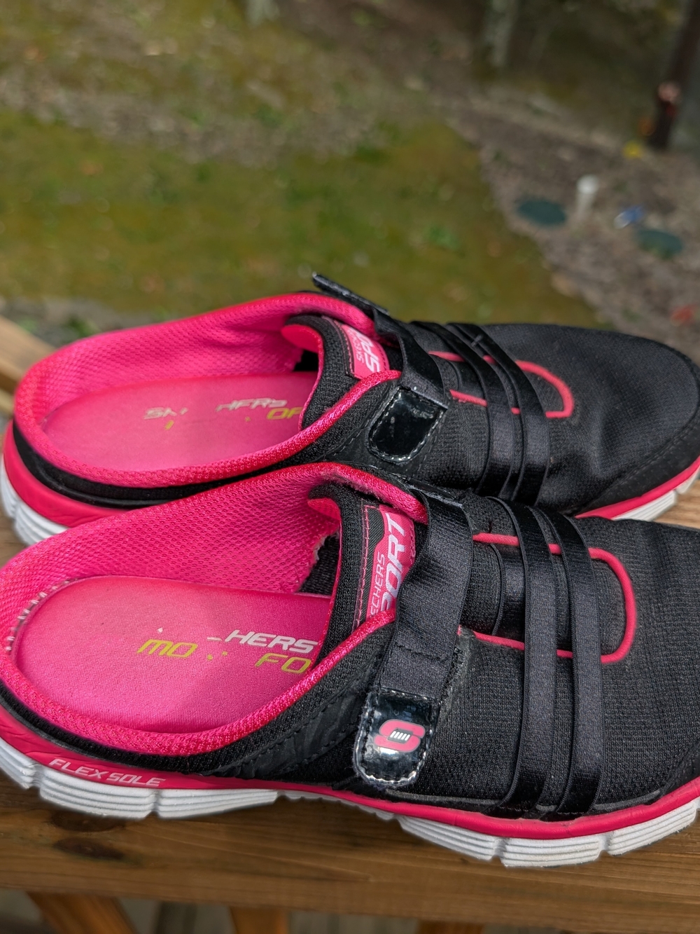 Skechers Black & Pink Slip-On Clog-Style Athletic Mules for Women